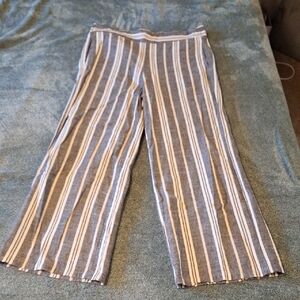 Mine Blue and White Striped Cropped Pants